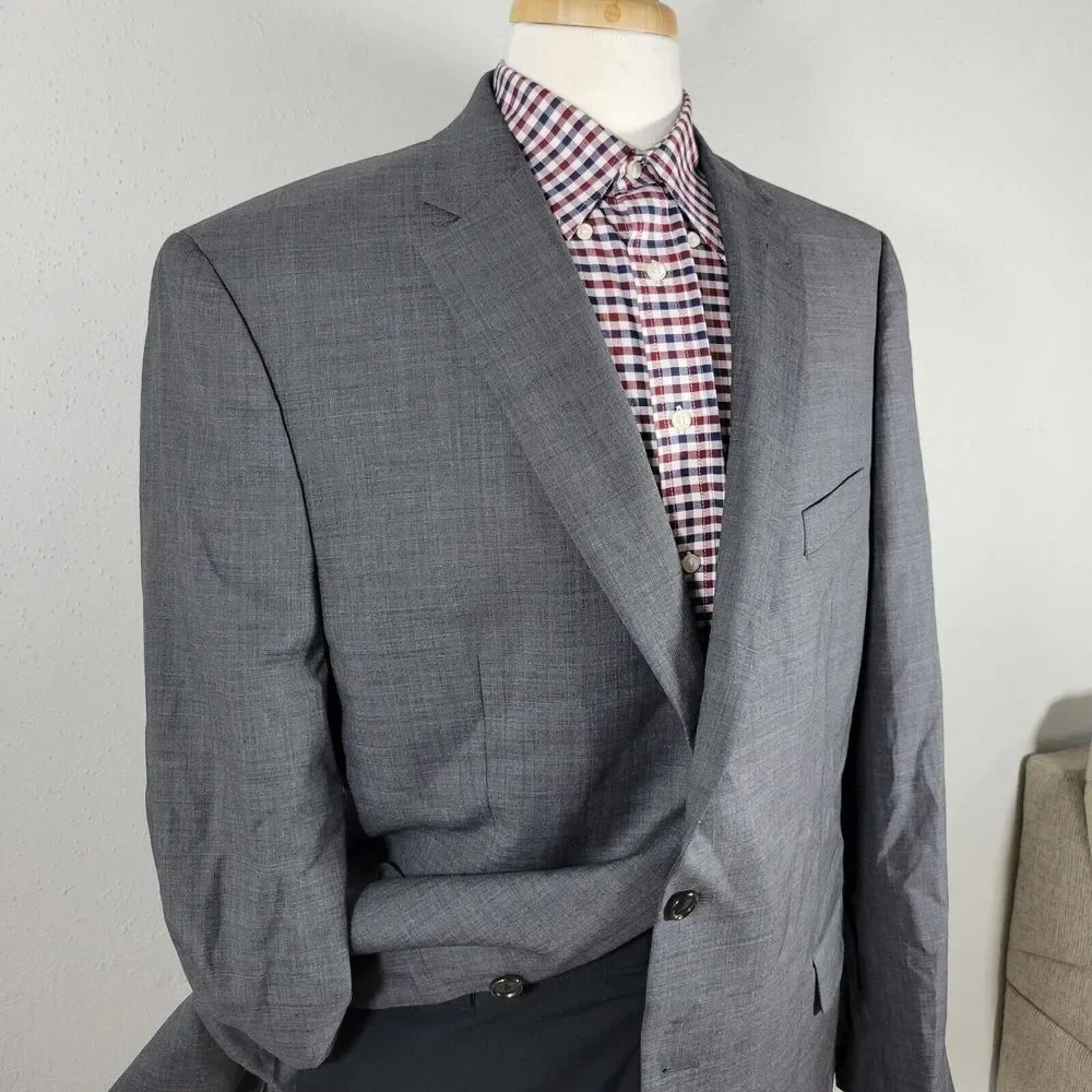 Lauren Ralph Lauren Men's Sport Coat Blazer Gray Natural Wool‎ Stretch Size 46L